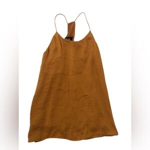 fab'rik Rust Brown Linen-Blend Spaghetti Strap Cami